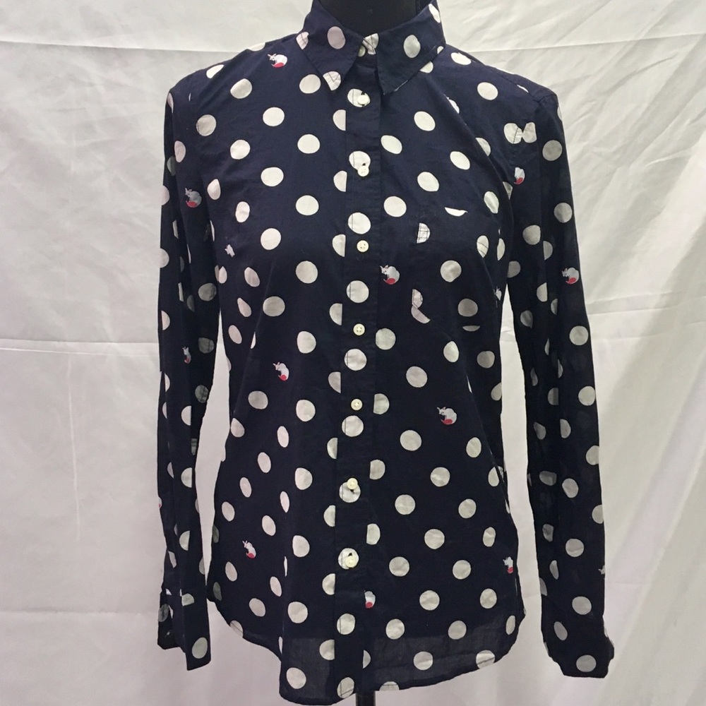 Navy with white polka dots and cute foxes.